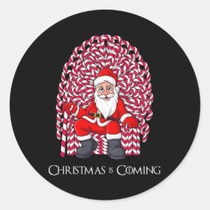 Santa Claus Candy Cane Throne Christmas Boys Girls Runder Aufkleber