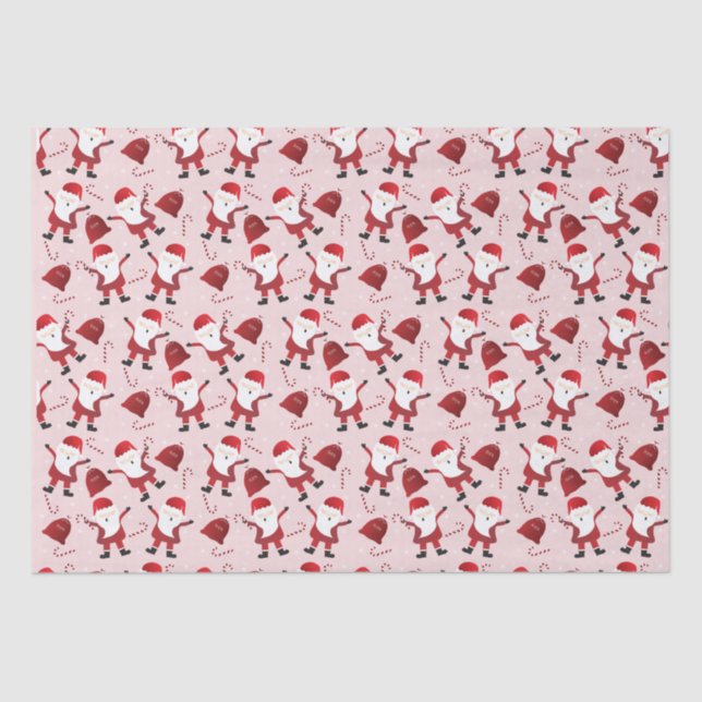 Santa Claus Candy Canes Pattern Red Seidenpapier (Vorderseite)
