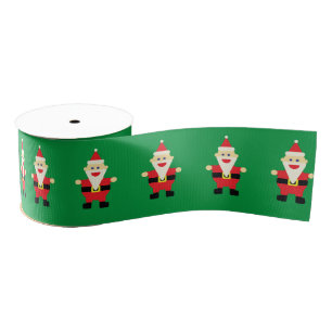 Santa Claus Cartoon Green Red Niedlich Fun Weihnac Ripsband