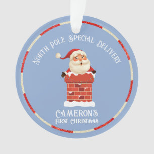 Santa Claus Chimney Custom Foto Erstes Weihnachtsf Ornament
