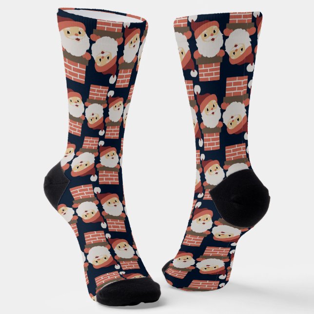 Santa Claus Chimney Weihnachtsmuster Socken (Gewinkelt)