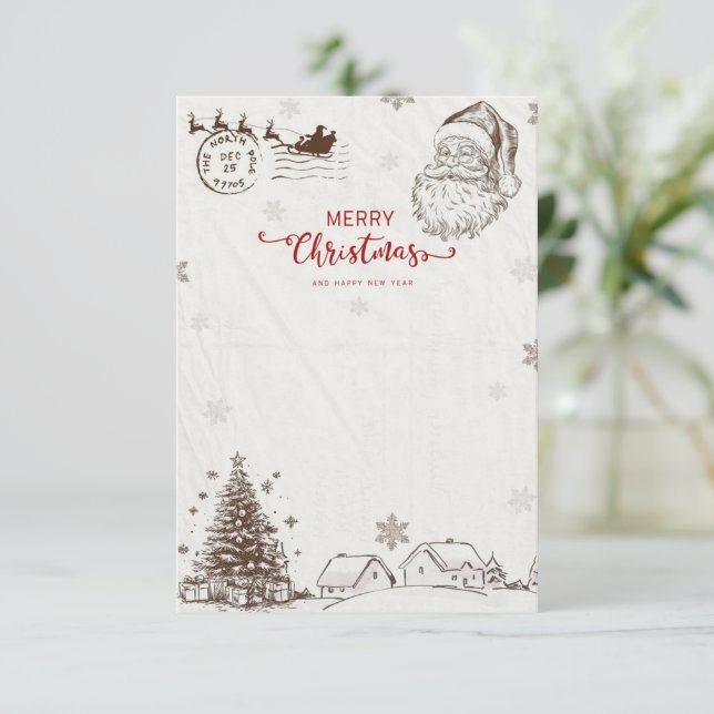 🎅 Santa Claus Christmas Card Einladung (Stehend Vorderseite)