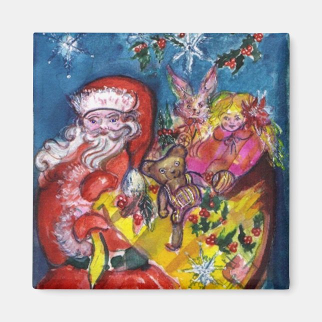 SANTA CLAUS, CHRISTMAS GIFT SACK AND TOYS MAGNET (Vorne)