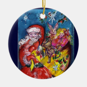 SANTA CLAUS, CHRISTMAS GIFTS UND TOYS Red Ruby Gem Keramikornament