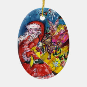 SANTA CLAUS, CHRISTMAS GIFTS UND TOYS Red Ruby Gem Keramikornament