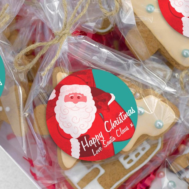 Santa Claus Christmas holidays candy gift tin Runder Aufkleber (Von Creator hochgeladen)