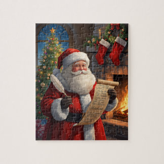 Santa Claus Christmas List Fireplace Scene Puzzle