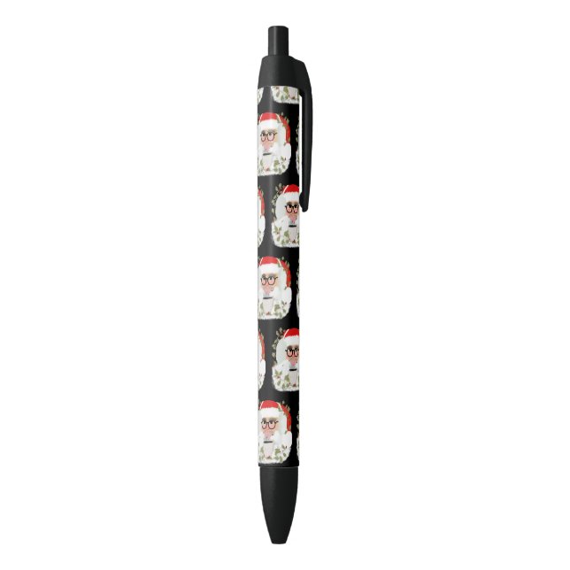Santa Claus Christmas Party Favor Black Ink Pen Kugelschreiber (Unterseite (Vertikal))