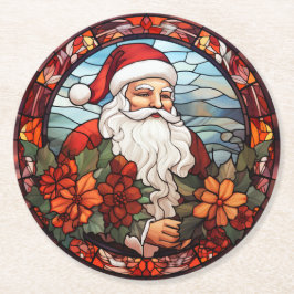 Santa Claus Christmas Set of 6  Runder Pappuntersetzer