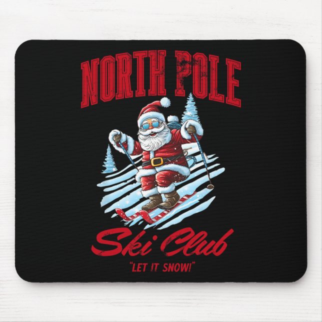 Santa Claus Christmas Snow Skiing At The North Pol Mousepad (Vorne)
