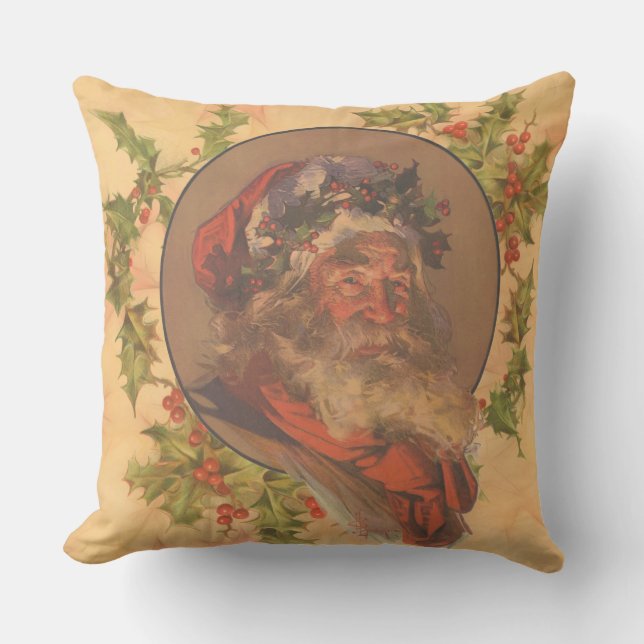Santa Claus Christmas Vintage Portrait Kissen (Vorderseite)