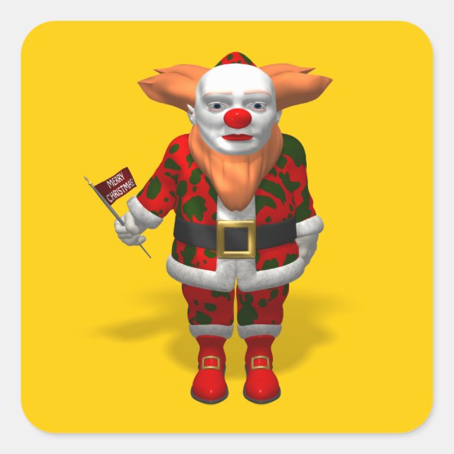 Santa Claus Clown Quadratischer Aufkleber (Vorderseite)