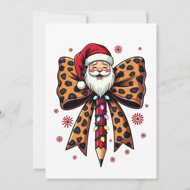 Santa Claus Coquette Bogen Schule Lehren Einladung (Vorderseite)