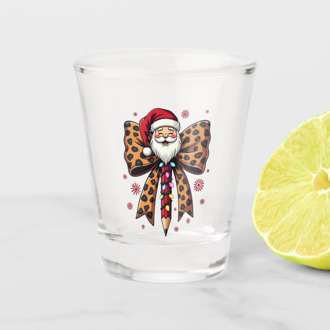 Santa Claus Coquette Bogen Schule Lehren Schnapsglas (Vorderseite)