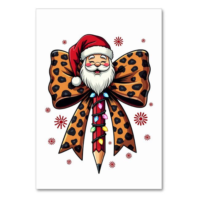 Santa Claus Coquette Bogen Schule Lehren Tischnummer (Vorderseite)