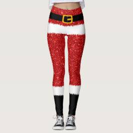 Santa Claus Costume Glitzer Weihnachten Leggings