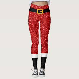 Santa Claus Costume Glitzer Weihnachten Leggings