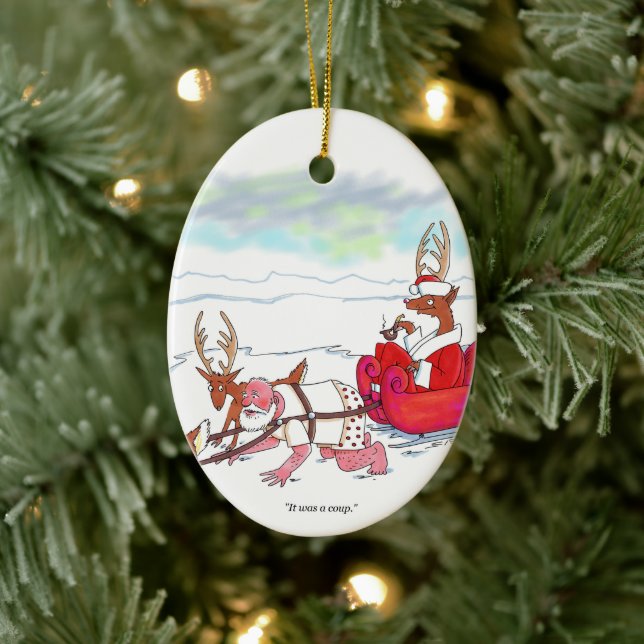 Santa Claus Coup oval ceramic ornament (Baum)