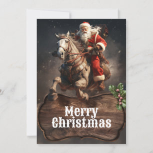Santa Claus Cowboy Art Feiertagskarte