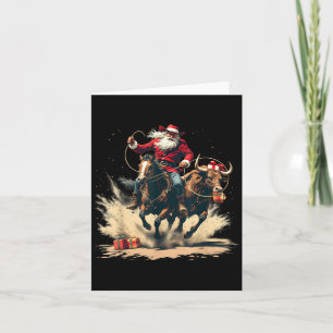 Santa Claus Cowboy Vintage Weihnachten Pferd Kuh M Karte