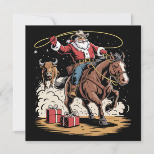 Santa Claus Cowboy Vintage Weihnachtsmannskuh Feiertagskarte