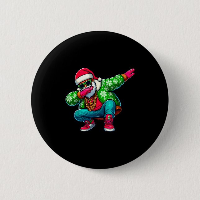 Santa Claus Dabbing Hip Hop Christmas Pajama Toddl Button (Vorderseite)