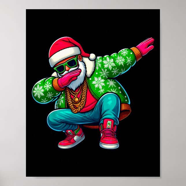 Santa Claus Dabbing Hip Hop Christmas Pajama Toddl Poster (Vorne)