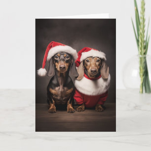 Santa Claus Dachshund Zwillinge Karte
