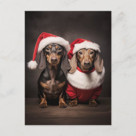 Santa Claus Dackel Twins Feiertagspostkarte