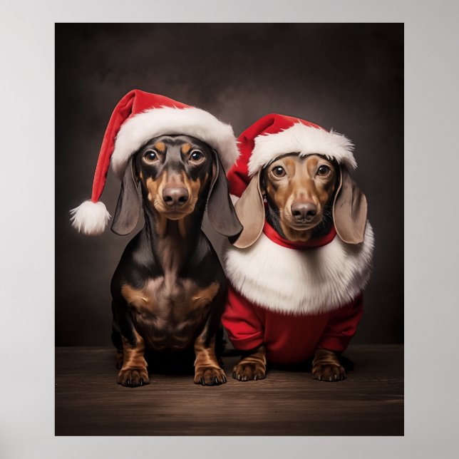 Santa Claus Dackel Twins Poster (Vorne)