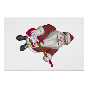 Santa Claus, der Elektrische Gitarre spielt Poster
