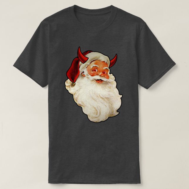 Santa Claus Devil Satan Horns Funny Gift T-Shirt (Design vorne)