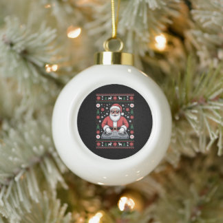 Santa Claus DJ Christmas Ugly Sweater Snowflake Keramik Kugel-Ornament