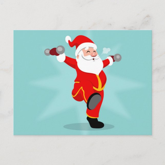 Santa Claus doing fitness exercises Postkarte (Vorderseite)