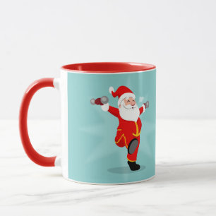 Santa Claus doing fitness exercises Tasse