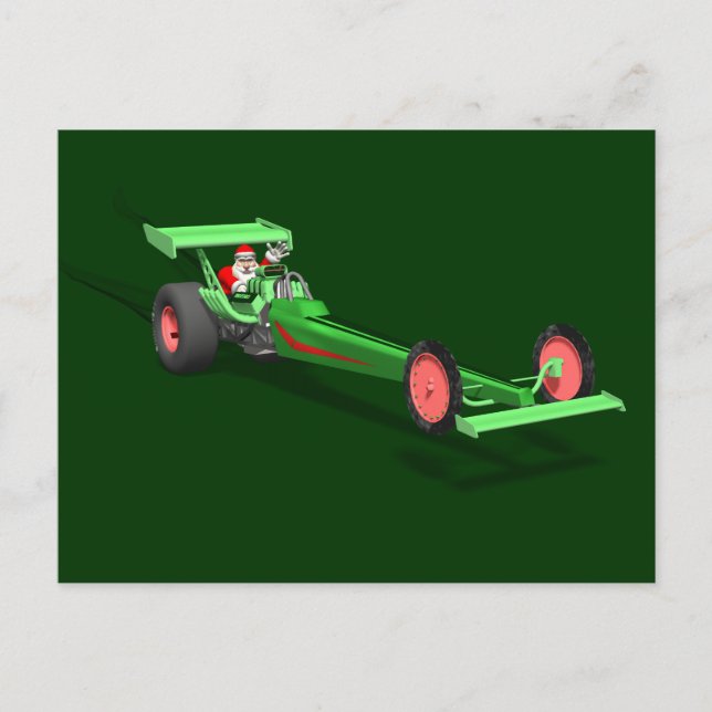 Santa Claus Drag Race Feiertagspostkarte (Vorderseite)