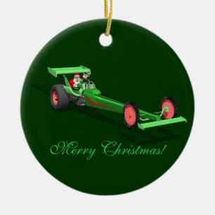 Santa Claus Drag Race Keramik Ornament