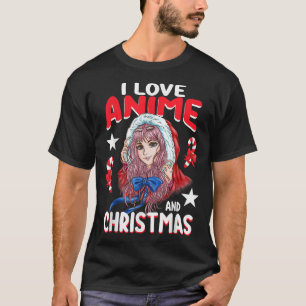 Santa Claus Dress Anime Girl Niedlich I Liebe Anim T-Shirt