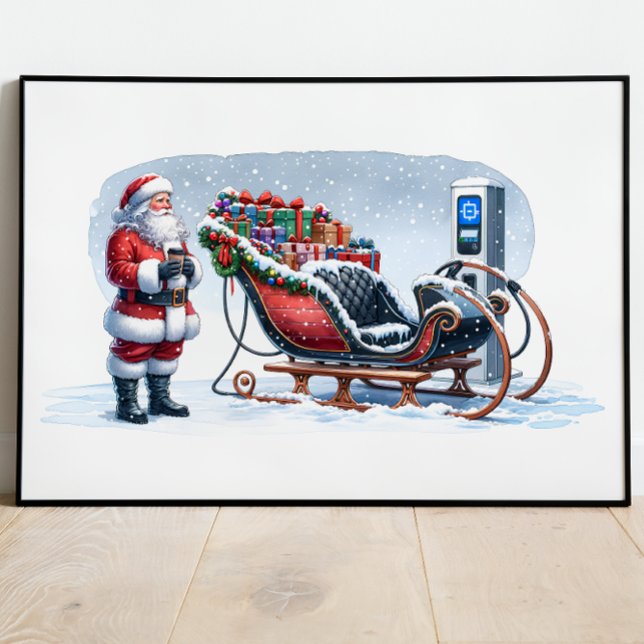 Santa Claus Electric Sleigh EV Poster (Von Creator hochgeladen)
