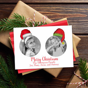 Santa Claus Elf Whimsical Jolly Fun Multi-Foto Feiertagskarte