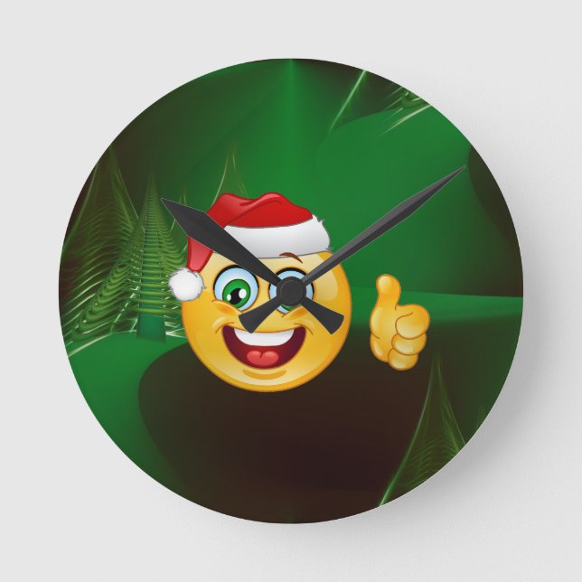 Santa claus emojis runde wanduhr (Vorderseite)