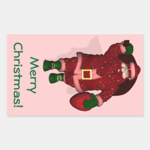 Santa Claus Erdbeer Bauer Rechteckiger Aufkleber