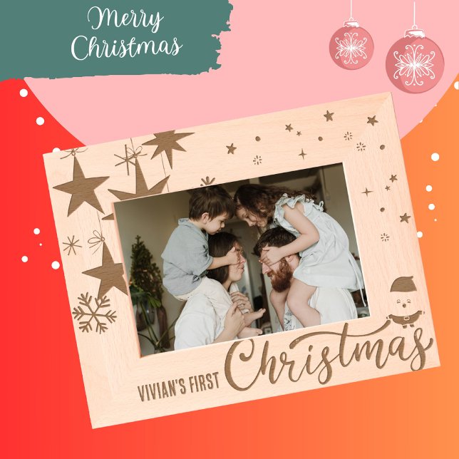 Santa Claus Erstes Weihnachtsholz Geätzte Rahmen (Von Creator hochgeladen)