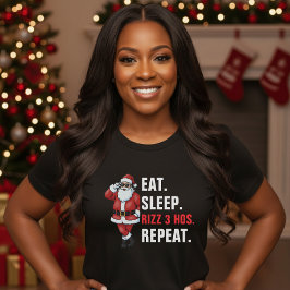 Santa Claus Essen Schlaf Rizzmas Wiederholen Weihn T-Shirt