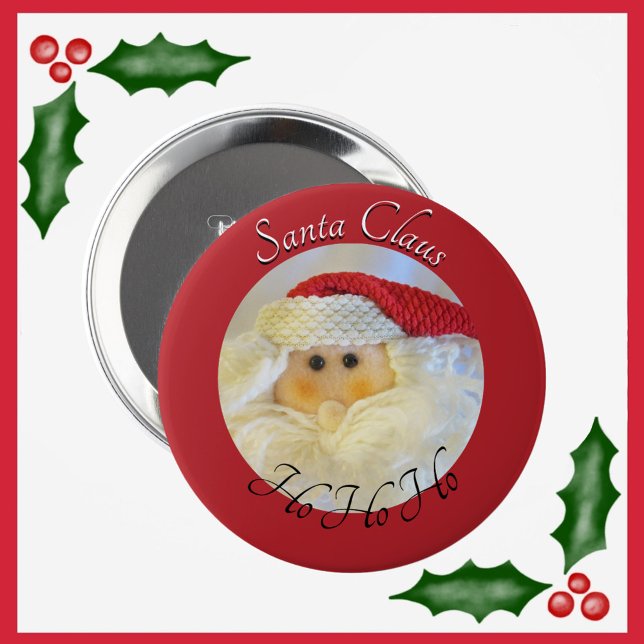 Santa Claus Face Ho Ho Ho mit dem Namen Red Christ Button (Von Creator hochgeladen)
