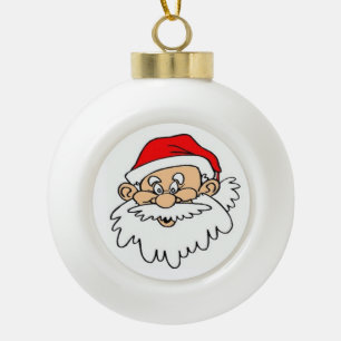 SANTA CLAUS FACE KERAMIK Kugel-Ornament
