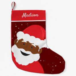 Santa Claus Face Red Brown Skin Name Kleiner Weihnachtsstrumpf