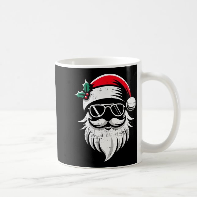 Santa Claus Face Sungles With Hat Beard Christmas  Kaffeetasse (Rechts)