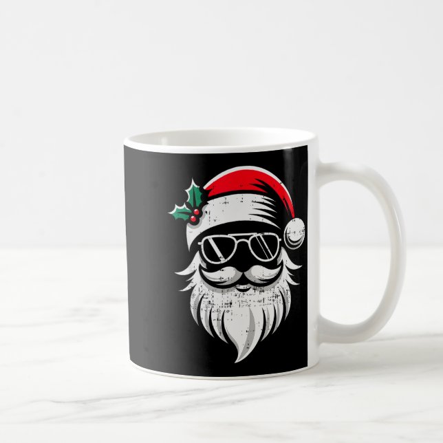Santa Claus Face Sungles With Hat Beard Christmas  Kaffeetasse (Rechts)
