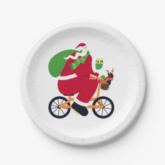 Santa Claus Fahrrad Pappteller